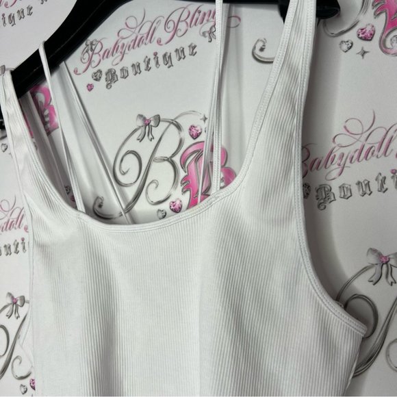 Zara tank top strappy new with tags dual strap white ribbed stretchy fabric - Picture 5 of 7